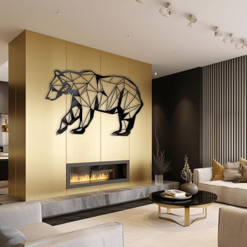 XXQ Black Bear Wall Sculpture 30x20 Metal Art for Modern Home