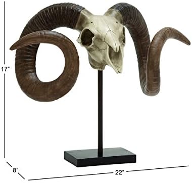 Deco 79 Polystone Ram Skull Decor Statue