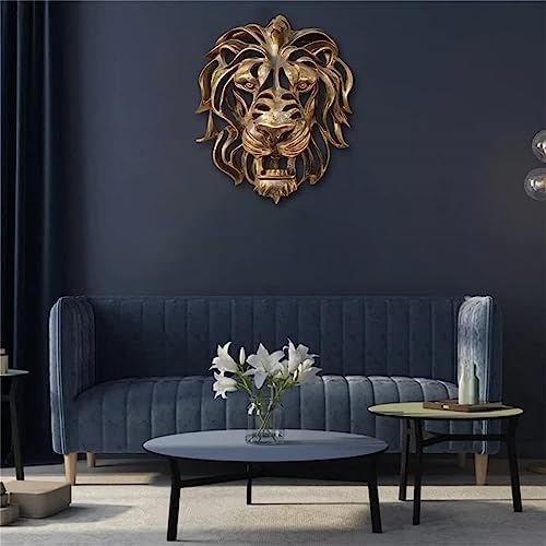 LIZBEL Gold Lion Head Wall Mounted Art Sculpture