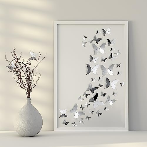 Ferraycle 24 Piece Silver Metal Butterfly Wall Decor