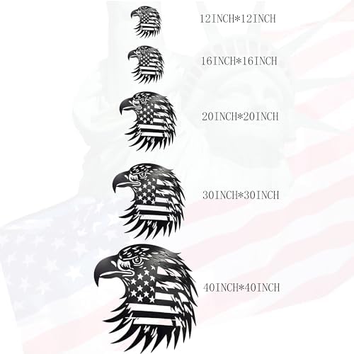 Patriotic Bald Eagle American Flag Metal Wall Art 30 Hanging Sculpture