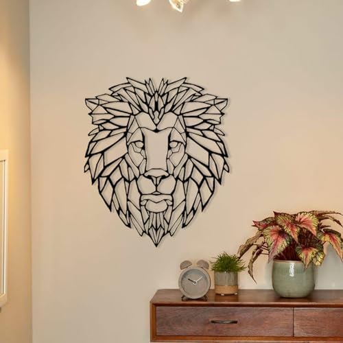 Geometric Lion Head Wall Decor Gold