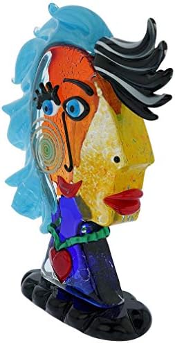 Murano Glass Picasso Head of A Woman with Blue Hair