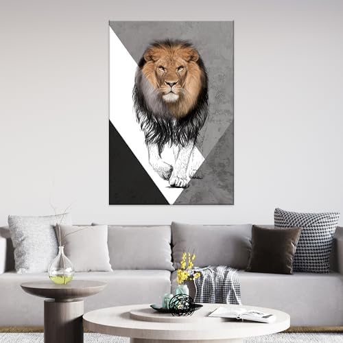 EGD Lion Wall Art Modern Decor Floating Frame