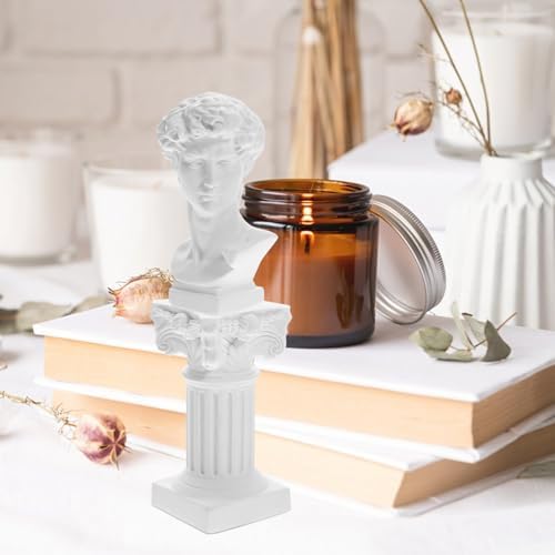 White David Head Statue Resin Roman Column Decor Statue