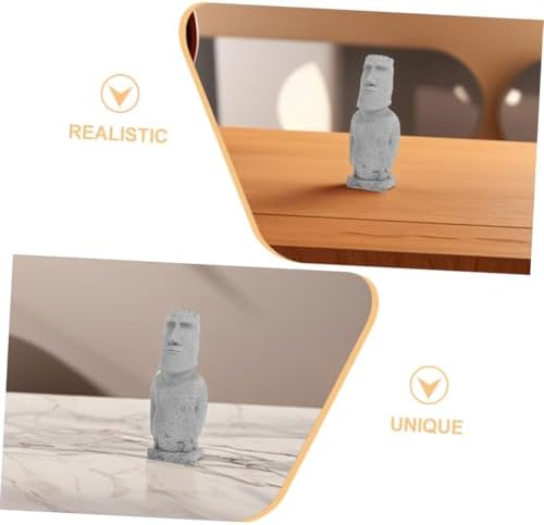 Cabilock 2pcs Easter Island Moai Head Figurine Decor