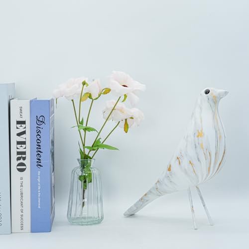 ThriBartLive Mid-Century House Bird Sculpture - Marble Vein White