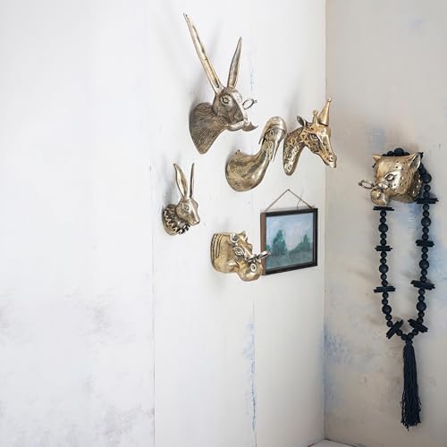 Creative Co Op Cheetah Head Wall Decor Antique Brass