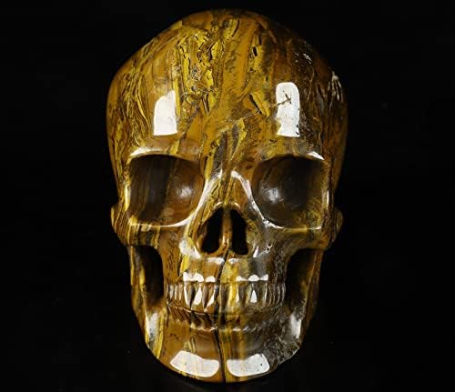 Skullis 5 Inch Tiger Iron Eye Crystal Skull Sculpture