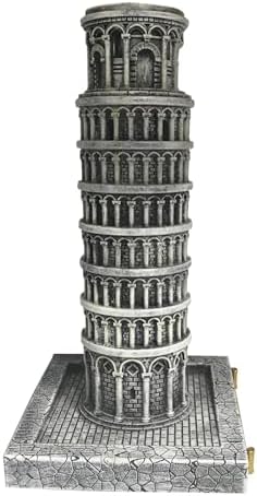 Italy Leaning Tower of Pisa Statue Sculpture - Gray Resin Decor