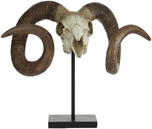 Deco 79 Polystone Ram Skull Decor Statue