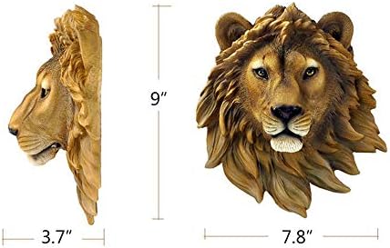 HSOMiD 9 Inch Gold Lion Wall Sculpture Decor