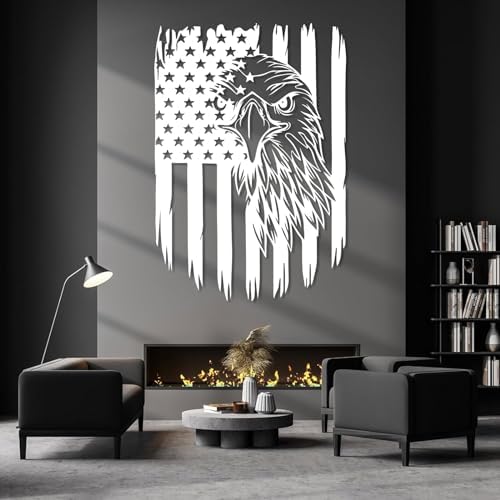 American Flag Eagle Metal Wall Art 24x35 Gold