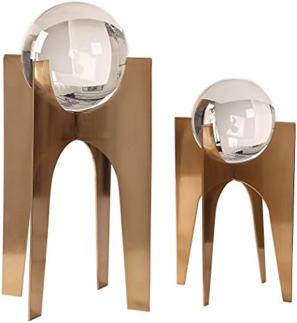 Mid Century Modern Crystal Ball Sculpture Set