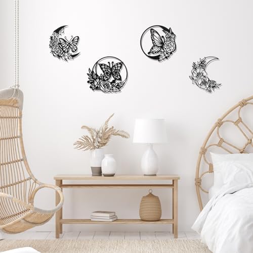Photect 4 Pcs Butterfly Metal Wall Decor