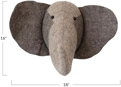 Creative Co Op Handmade Wool Felt Elephant Wall Sculpture