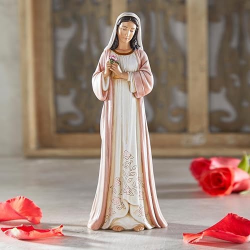 Michael Adams Hand-Sculpted Catholic Madonna of the Rose Statue