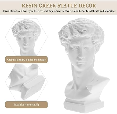 White David Head Statue Resin Roman Column Decor Statue