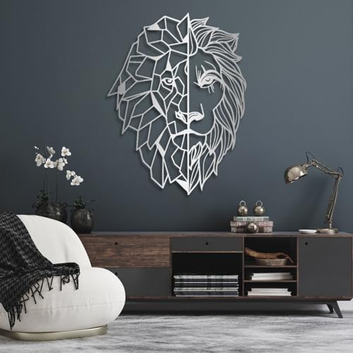 Cadeali Lion Head Metal Wall Art - Gold 18x24