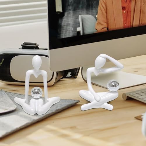 Zerzsy 3pcs Thinker Statue White Decor Abstract Art Sculpture