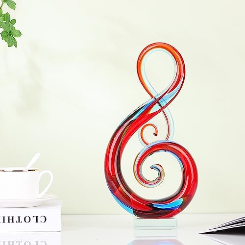 LCCCK 13 Inch Red Hand Blown Glass Sculpture Art Decor