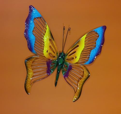Sunny Barrel Large Metal Butterfly Wall Art 17x17 Blue Orange