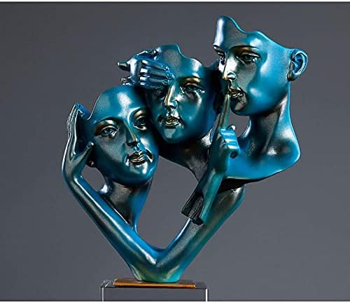 Abstract Blue Character Head Sculpture for Home Decoration