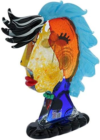 Murano Glass Picasso Head of A Woman with Blue Hair