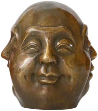 ILEWEI Four Face Buddha Head Statue Brass Sculpture Medium