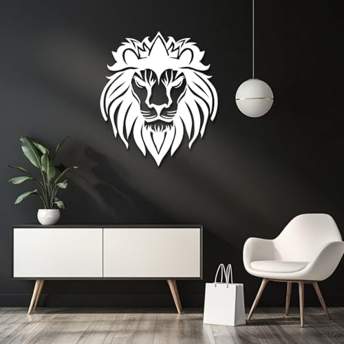 Flewfar Metal Wall Art Lion 24x24 Unframed Black
