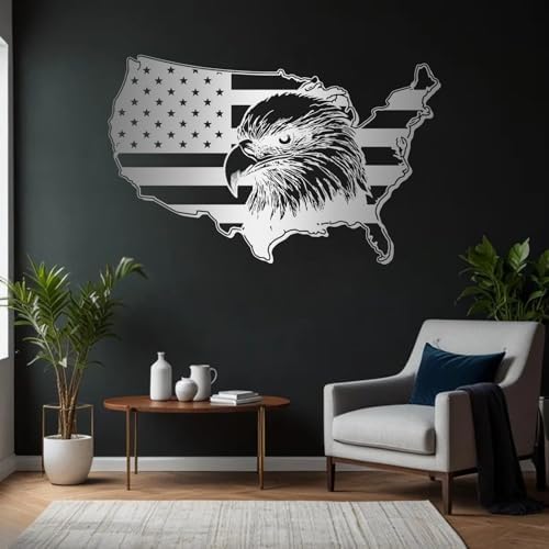 Trpiox Large Metal Eagle Wall Decor with American Flag