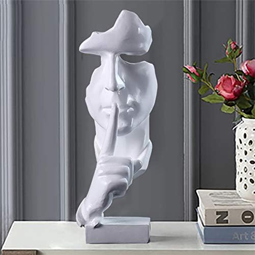 aboxoo Silence is Gold Thinker Statue Modern Resin Sculpture