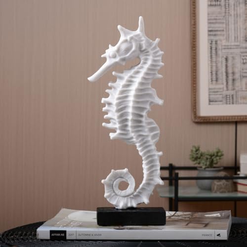HAUCOZE Sea Horse Statue Decor 134inch Polyresin Sculpture