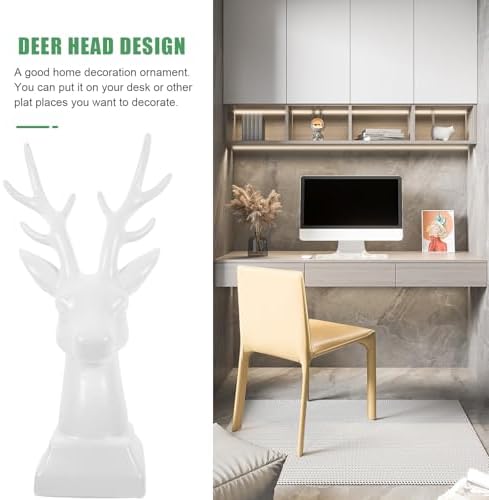 BESPORTBLE Deer Head Ceramic Sculpture Statue