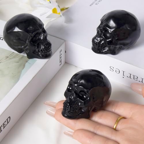 2 Inch Black Obsidian Crystal Skull Statue Spiritual Decor