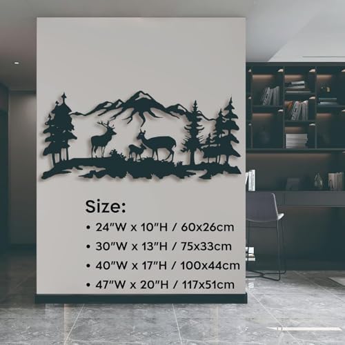 UGJSH Elk Metal Wall Art 47 W x 20 H Black