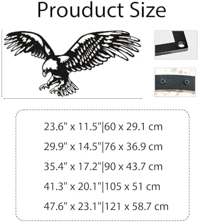 Eagle Metal Wall Art - 236 x 115 Black Sculpture