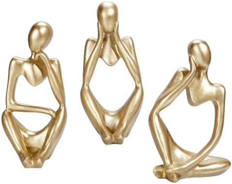 Abstract Resin Thinker Statue - Gold Finish
