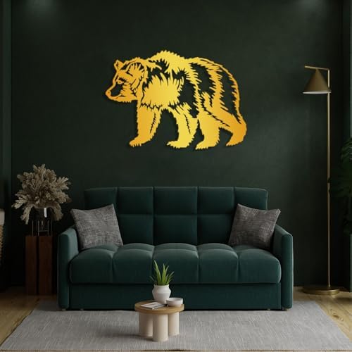 Metal Bear Wall Decor Gold 17x24 Wall Art