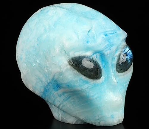 Skullis Blue Aventurine Crystal Skull Statue