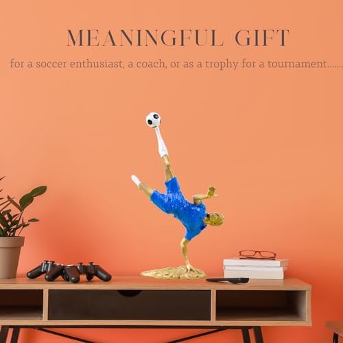 Bronze Soccer Player Sculpture - Overhead Kick Goal Pose