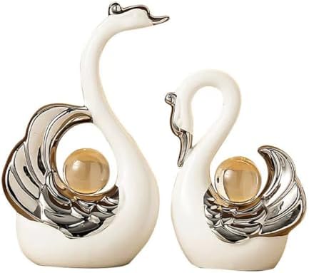 XINDAM Swan Figurines with Crystal Ball Decor 1