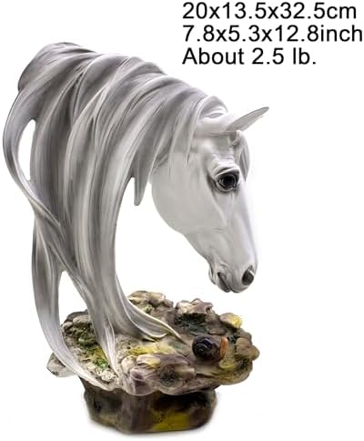 Deshintke White Horse Head Statue Sculpture Decor