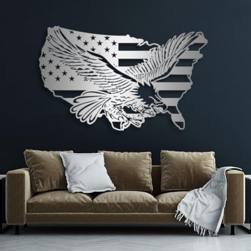 Cadeali Eagle Wall Art Metal - Gold 35x22 Inch