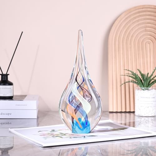 Hand Blown Glass Teardrop Sculpture Murano Style Decor