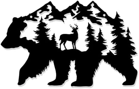 Metal Bear Wall Art - Rustic Forest Decor 14x85 Inch