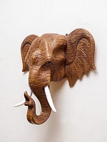 Getrelax Thai Elephant Head Wall Sculpture 12 Inch Tall
