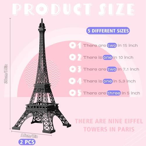 Hicarer 9 Pcs Eiffel Tower Statue Decor Set