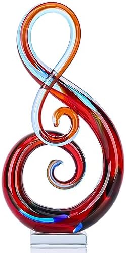 LCCCK 13 Inch Red Hand Blown Glass Sculpture Art Decor