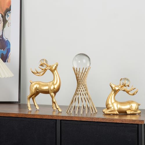 BELLA GLOBE Gold Reindeer Christmas Decor Statues
